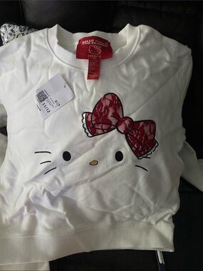 Hello Kitty White Sweatshirt with Red Lace Bow